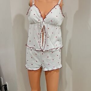 Cider White and Red Heart Pajama Set
